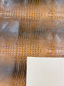 Coñac Faux Crocodile Vinyl Leather Upholstery Fabric By The Yard, Big 3D Crocodile Vinyl Fabric