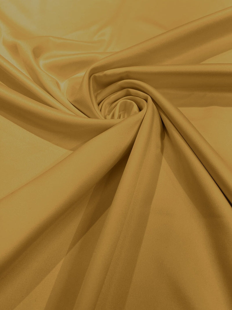 Matte L'Amour Stretch Satin - Dark Gold - Stretch Satin Fabric For Bridal, Prom Dress Sold By Yard