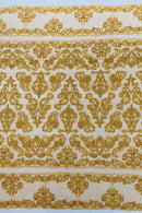 My Lady Beaded Fabric - Dark Gold - Damask Beaded Sequins Embroidered Fabric By Yard