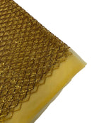 Diamond Net Sequins Fabric - Dark Gold - Geometric Diamond Net Design on Mesh Lace Fabric By Yard