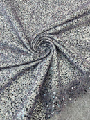 Beaded Sequins Pearl Fabric - Dark Grape -  Embroidered Pearl Beads and Sequins on Lace By Yard