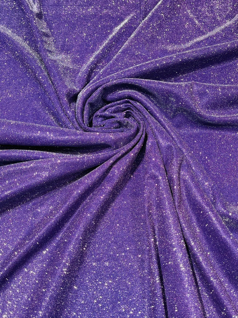 Shimmer Glitter Fabric - Dark Lavender - Luxury Sparkle Stretch Solid Fabric Sold By Yard