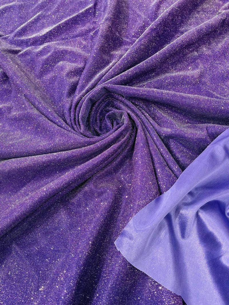 Shimmer Glitter Fabric - Dark Lavender - Luxury Sparkle Stretch Solid Fabric Sold By Yard