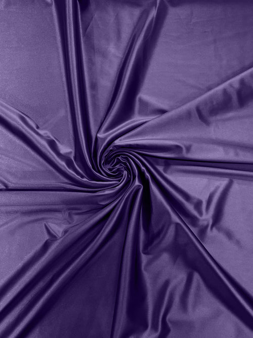 60" Shiny Heavy Satin Fabric - Dark Lavender - Stretch Satin Shiny Heavy Fabric Sold By Yard