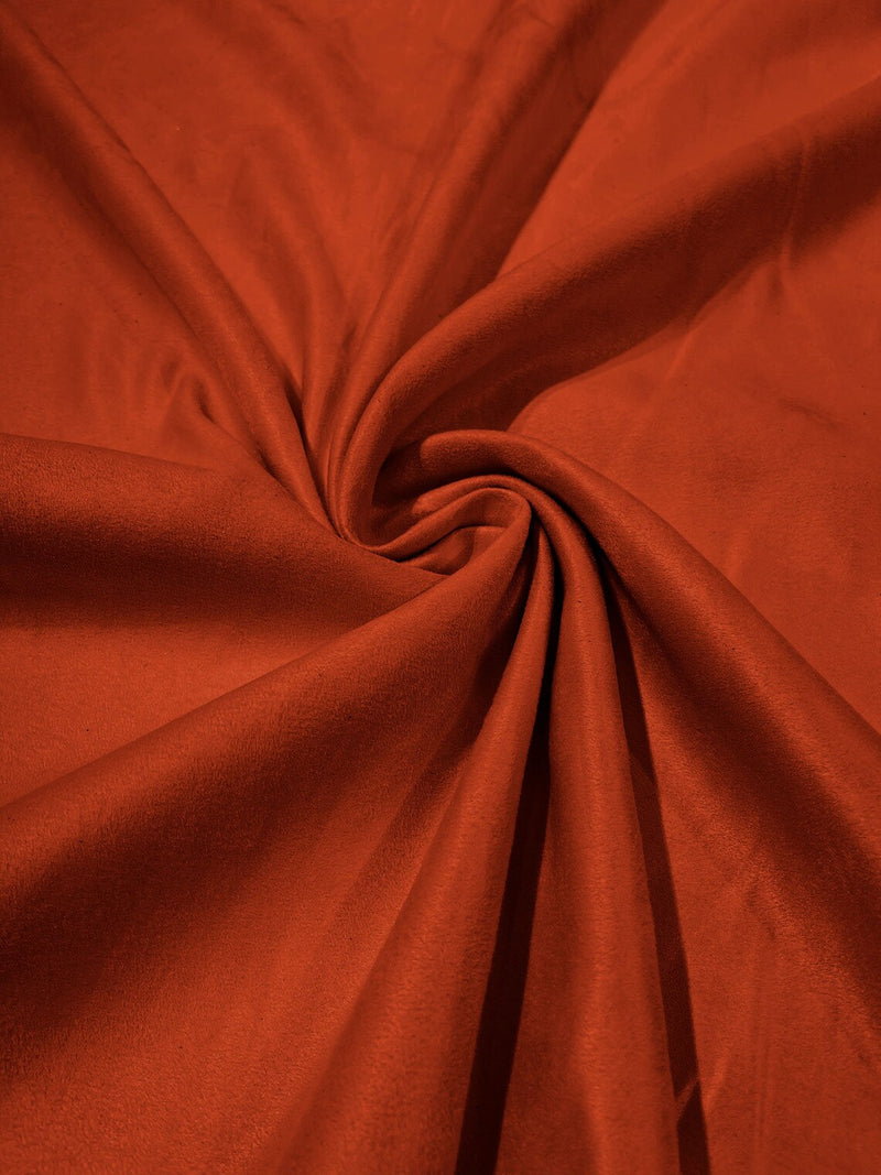 58" Faux Micro Suede Fabric - Dark Orange - Polyester Micro Suede Fabric for Upholstery / Crafts / Costume By Yard