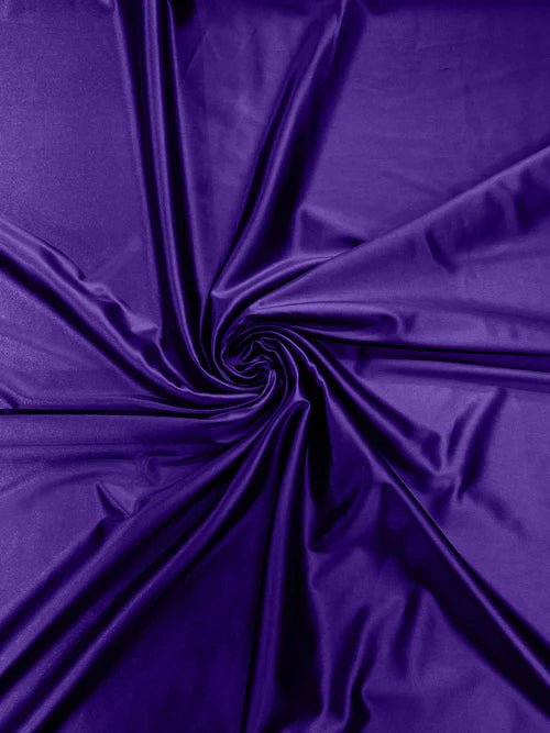 60" Shiny Heavy Satin Fabric - Dark Purple - Stretch Satin Shiny Heavy Fabric Sold By Yard