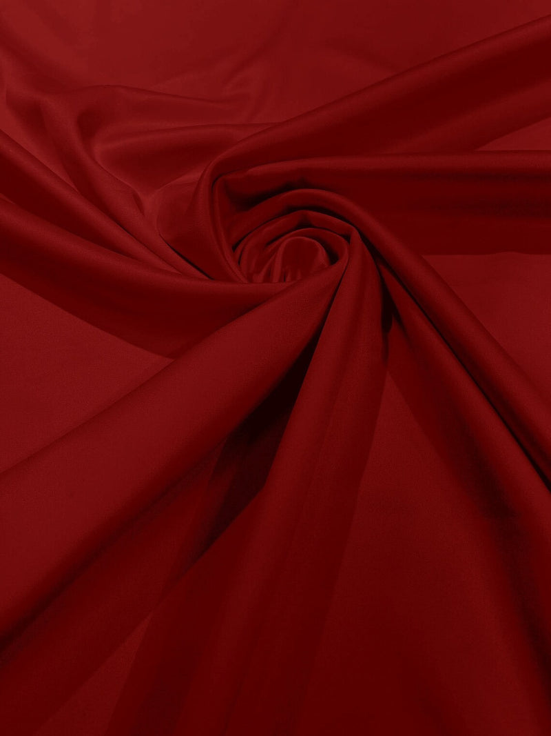 Matte L'Amour Stretch Satin - Dark Red - Stretch Satin Fabric For Bridal, Prom Dress Sold By Yard