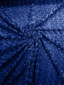 Minky Rose Swirl Fabric - Dark Royal Blue - 58" Blossom Ball Rosebud Plush Fur Soft Fabric By Yard