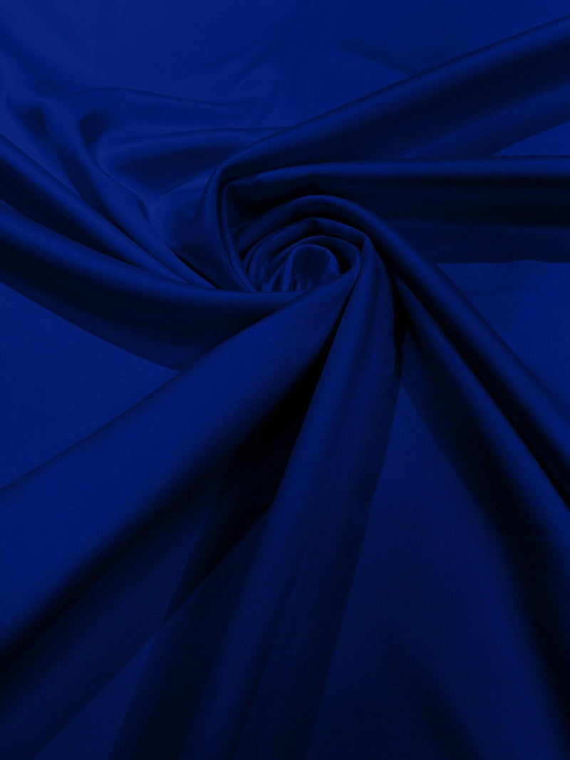 Matte L'Amour Stretch Satin - Dark Royal Blue - Stretch Satin Fabric For Bridal, Prom Dress Sold By Yard