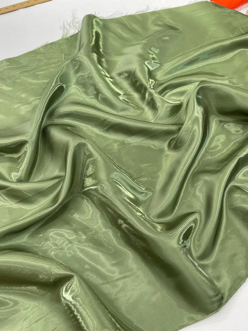 60" Crystal Liquid Satin Fabric - Water Shine Ultra Glossy Shimmer Reflective Bridal Satin Fabric By Yard