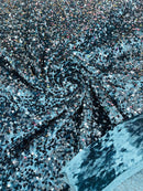 58/60" Velvet Sequins Stretch Fabric - Dark Teal - Velvet Sequins 2 Way Stretch Sold By Yard