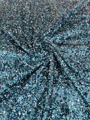58/60" Velvet Sequins Stretch Fabric - Dark Teal - Velvet Sequins 2 Way Stretch Sold By Yard