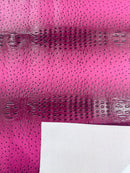 Fuchsia Ostrich Gator Embossed Vinyl Fabric By Yard, Crocodile Ostrich Vinyl Leather Upholstery