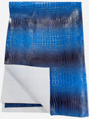 Royal Blue Faux Crocodile Vinyl Leather Upholstery Fabric By The Yard, Big 3D Crocodile Vinyl Fabric