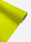 Neon Yellow Ostrich Faux Leather Upholstery By The Yard, Ostrich Embossed Vinyl Leather 54" Wide