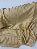 1 yard 1/2 Champagne Rhinestones Solid Color Fabric - 4 Way Stretch