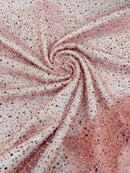 Beaded Mesh 3D Fabric - Dusty Pink - Beaded Lace Mesh Fabric Embroidered with Small Sequins Sold By Yard