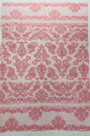 My Lady Beaded Fabric - Dusty Pink - Damask Beaded Sequins Embroidered Fabric By Yard