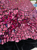 Mirror Sequins Velvet - Dusty Pink - Shiny Mirror Cut Sequins on Velvet By Yard