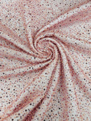 Beaded Mesh 3D Fabric - Dusty Pink - Beaded Lace Mesh Fabric Embroidered with Small Sequins Sold By Yard