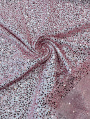 Beaded Sequins Pearl Fabric - Dusty Pink -  Embroidered Pearl Beads and Sequins on Lace By Yard