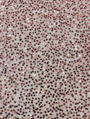 Beaded Sequins Pearl Fabric - Dusty Pink -  Embroidered Pearl Beads and Sequins on Lace By Yard