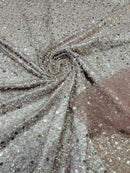 Pearl Sequins Heavy Fabric - Dusty Rose - Heavy Duty Handmade Embroidery Lace Sequins By Yard