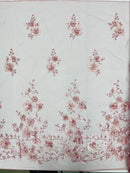 3D Orquidia Floral Lace - Dusty Rose - Beautiful Orchid Flower Fabric on Mesh by Yard