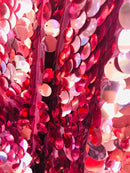 Round Sequins Fabric - 19mm Round Circle Shape Sequins Fabric By Yard (Pick Color)