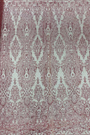 Long Damask Glitter Fabric - Dusty Rose - Tulle Glitter Mesh Glitter Design Fabric Sold By Yard