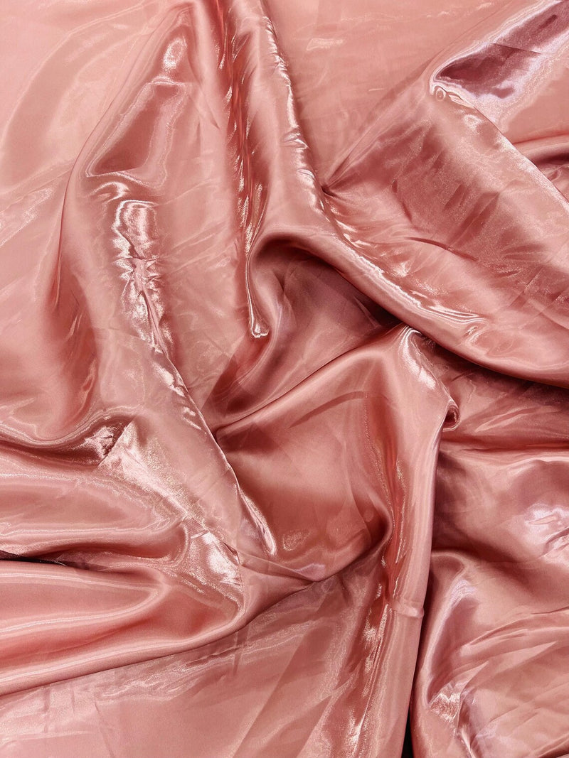 60" Crystal Liquid Satin Fabric - Water Shine Ultra Glossy Shimmer Reflective Bridal Satin Fabric By Yard