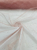 Sparkle Tulle Glitter Fabric - Dusty Rose - Tulle Fabric with Sparkle Glitter Sold By Yard
