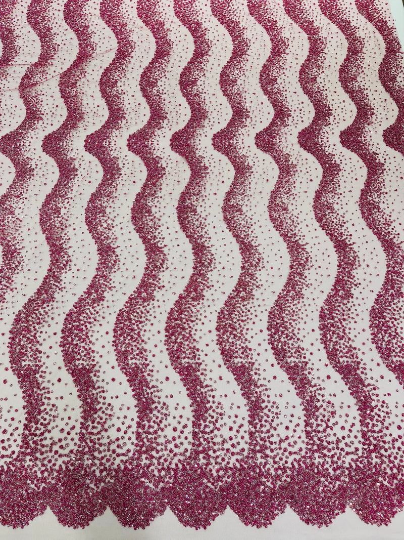 Mermaid Scales Bead Design - Dusty Rose - Mermaid Sequins Bead Design Mesh Fabric by yard