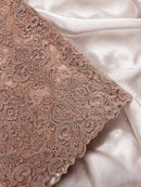 King Lace Design Fabric - Dusty Rose - King Design with Sequins Embroidered On Mesh By Yard