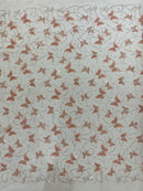 3D Butterfly Sequins Bead Fabric - Dusty Rose - Sequins Embroidered Beaded Fabric By Yard