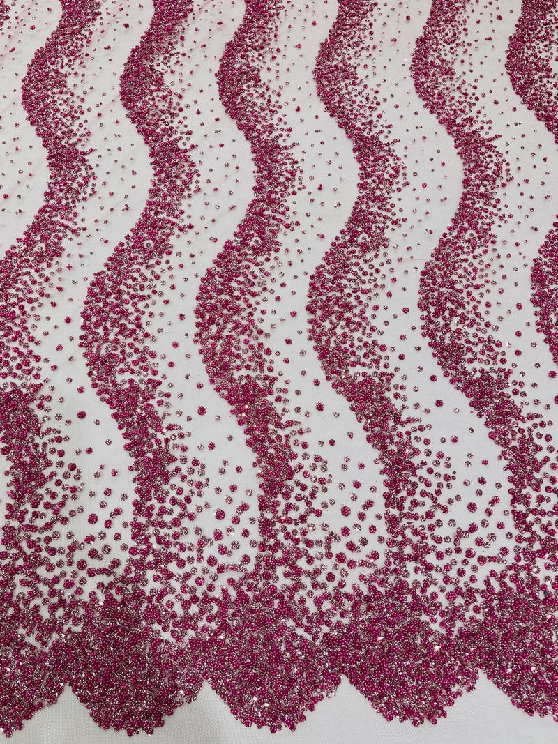 Mermaid Scales Bead Design - Dusty Rose - Mermaid Sequins Bead Design Mesh Fabric by yard