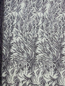 Dark Lilac Beaded Fabric by the yard, Bridal beaded, Damask Pattern With Beads and Sequin