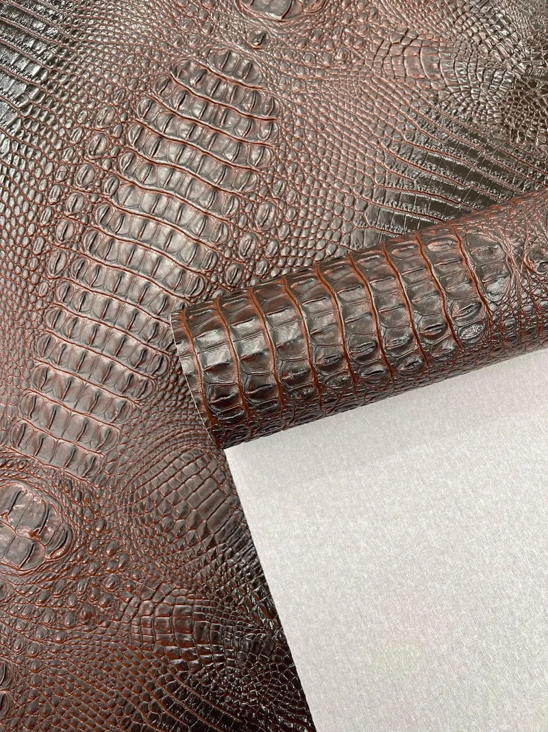 Z Faux Crocodile Vinyl Leather Upholstery Fabric By Yard, Big 3D Crocodile Vinyl Fabric Faux Fake Leather Purses Shoes Wallet
