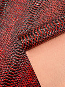 Shiny 3D Snake Embossed Vinyl Fabric By The Yard, 2 Tone Snake Skin Vinyl-faux Leather-3D Scales Vinyl Leather Upholstery
