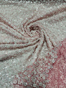 Beaded Mini Flower Pearl Fabric - Dusty Rose / White - Embroidered Pearls Bead Fabric By Yard