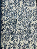 Dusty Blue Beaded Fabric by the yard, Bridal beaded, Damask Pattern With Beads and Sequin (Copy) (Copy)