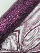 Plum Embroidery Beaded Fabric By The Yard