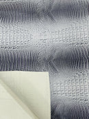 Silver White Faux Crocodile Vinyl Leather Upholstery Fabric By The Yard, Big 3D Crocodile Vinyl Fabric