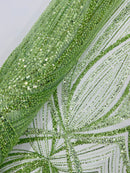 Sage Embroidery Beaded Fabric By The Yard