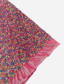 58/60" Velvet Sequins Stretch Fabric - Multi-Color on Pink - Velvet Sequins 2 Way Stretch By Yard
