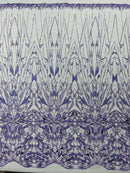 Geometric Beaded Fabric - Geometric Embroidery Beaded Sequin Fabric Sold By Yard