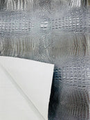 Gray Faux Crocodile Vinyl Leather Upholstery Fabric By The Yard, Big 3D Crocodile Vinyl Fabric
