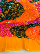 Wavy Line Design Velvet Sequins - Velvet Sequins Fabric 2 Way Stretch 58"- 60" By Yard