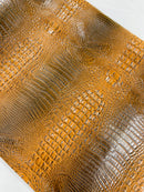 Coñac Faux Crocodile Vinyl Leather Upholstery Fabric By The Yard, Big 3D Crocodile Vinyl Fabric