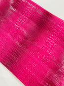 Magenta Faux Crocodile Vinyl Leather Upholstery Fabric By The Yard, Big 3D Crocodile Vinyl Fabric